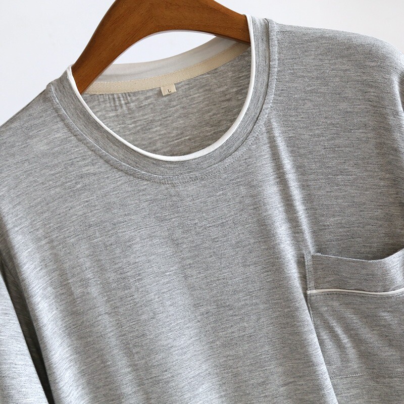 Vasaros pavasario vyriški modaliniai naktiniai viendaliai trumpomis rankovėmis vidutinio ilgio naktiniai ploni Naminė suknelė miegui, vyriški naktiniai drabužiai