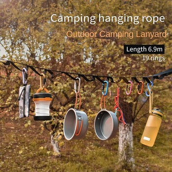 19 Ring Camping Rope Ταξίδι στο σπίτι Προσωρινό σκοινί για άπλωμα Εξωτερική σκηνή αποθήκευσης Σχοινί άπλωσης