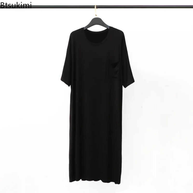 2024 m. vyriška vasaros Modal pižama Minkšta laisvalaikio miegui skirta suknelė, chalatas vyrams trumpomis rankovėmis vientisas chalatas Naminiai vyriški naktiniai drabužiai