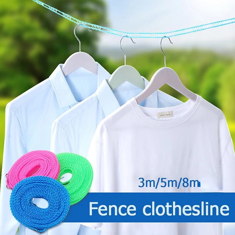 3、5、8M преносимо противоплъзгащо ветроустойчиво въже за дрехи Въже за дрехи тип ограда Въже за сушене на юргани Въже за дрехи Въже за дрехи за пътуване на открито