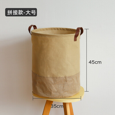 Medvilninio lino audinio laikymo krepšelis Nešiojamas buitinis skalbinių krepšelis Vonios kambario laikymo kibiras Sulankstomas vaikiškas žaislų laikymo krepšys