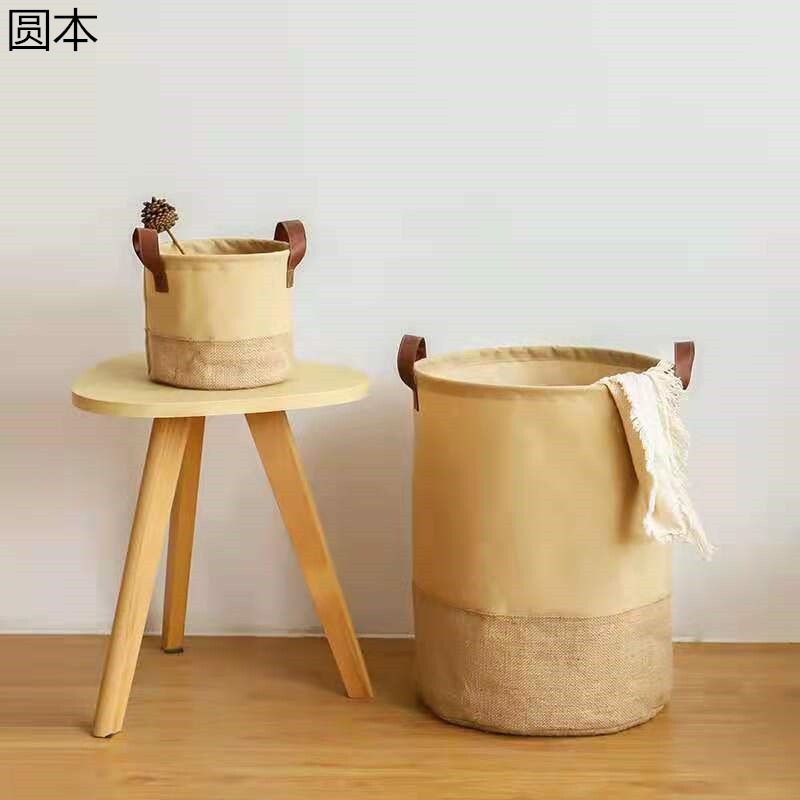 Medvilninio lino audinio laikymo krepšelis Nešiojamas buitinis skalbinių krepšelis Vonios kambario laikymo kibiras Sulankstomas vaikiškas žaislų laikymo krepšys