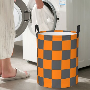 Tennessee Orange And Smokey Grey Checker βρώμικα καλάθια πλυντηρίων Πτυσσόμενα μεγάλα αδιάβροχα ρούχα Παιχνίδια Διάφορα καλάθι αποθήκευσης