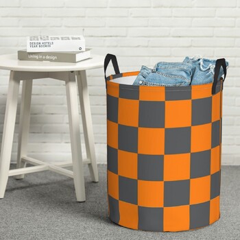 Tennessee Orange And Smokey Grey Checker βρώμικα καλάθια πλυντηρίων Πτυσσόμενα μεγάλα αδιάβροχα ρούχα Παιχνίδια Διάφορα καλάθι αποθήκευσης