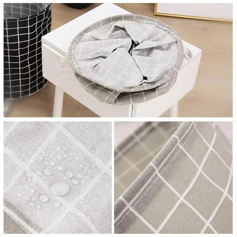 Medvilninis lininis nešvarių skalbinių krepšelis sulankstomas apvalus vandeniui atsparus organizatorius kibiras Drabužiai vaikams žaislas didelės talpos saugykla Pagrindinis