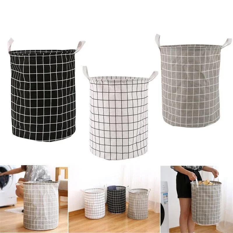 Medvilninis lininis nešvarių skalbinių krepšelis sulankstomas apvalus vandeniui atsparus organizatorius kibiras Drabužiai vaikams žaislas didelės talpos saugykla Pagrindinis