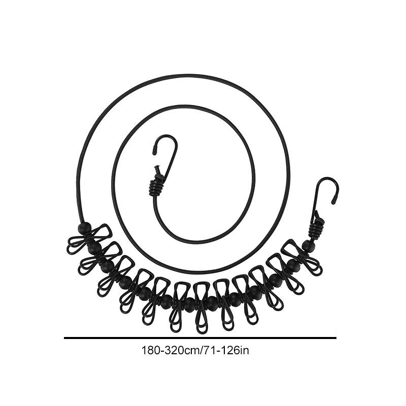 Nešiojama skalbinių linija su 12 segtukų Kelioniniai drabužiai Džiovinimo lentyna Virvė vėjui atspari skalbinių drabužių linija, skirta stovyklavimui kieme