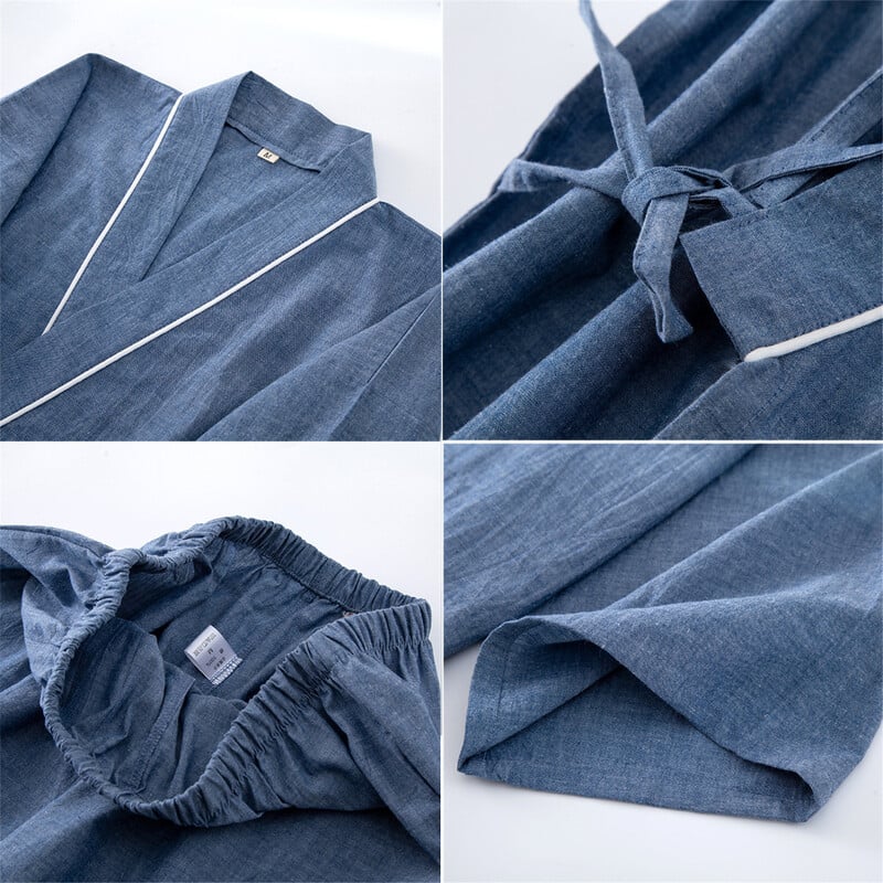 Νέο ανδρικό σορτς κοστούμι πιτζάμες για καλοκαιρινό κοντομάνικο σορτς βαμβακερό απλό σε ιαπωνικό στυλ Kimono Pijama Ανδρικά Sleepwear Σετ σπιτιού