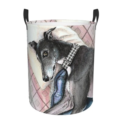 Coș de rufe personalizat pentru ogar Galgos Coș de rufe pliabil Whippet Sighthound Coș de haine pentru pepinieră Coș de depozitare pentru jucării pentru copii