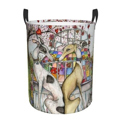 Coș de rufe personalizat pentru ogar Galgos Coș de rufe pliabil Whippet Sighthound Coș de haine pentru pepinieră Coș de depozitare pentru jucării pentru copii