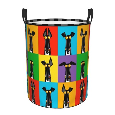 Coș de rufe personalizat pentru ogar Galgos Coș de rufe pliabil Whippet Sighthound Coș de haine pentru pepinieră Coș de depozitare pentru jucării pentru copii