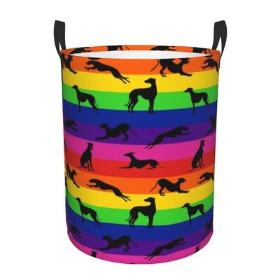 Coș de rufe personalizat pentru ogar Galgos Coș de rufe pliabil Whippet Sighthound Coș de haine pentru pepinieră Coș de depozitare pentru jucării pentru copii