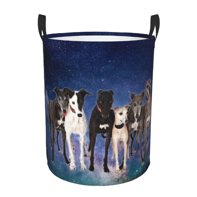 Coș de rufe personalizat pentru ogar Galgos Coș de rufe pliabil Whippet Sighthound Coș de haine pentru pepinieră Coș de depozitare pentru jucării pentru copii