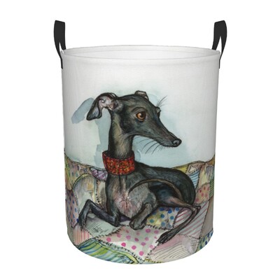 Coș de rufe personalizat pentru ogar Galgos Coș de rufe pliabil Whippet Sighthound Coș de haine pentru pepinieră Coș de depozitare pentru jucării pentru copii