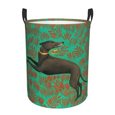 Coș de rufe personalizat pentru ogar Galgos Coș de rufe pliabil Whippet Sighthound Coș de haine pentru pepinieră Coș de depozitare pentru jucării pentru copii