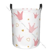 Fürdőszoba szennyes kosár Rózsaszín koronák és szívek Összehajtható ruha Piszkos ruhák Hampertáska Otthoni tárolótáska
