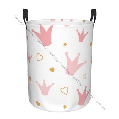 Fürdőszoba szennyes kosár Rózsaszín koronák és szívek Összehajtható ruha Piszkos ruhák Hampertáska Otthoni tárolótáska