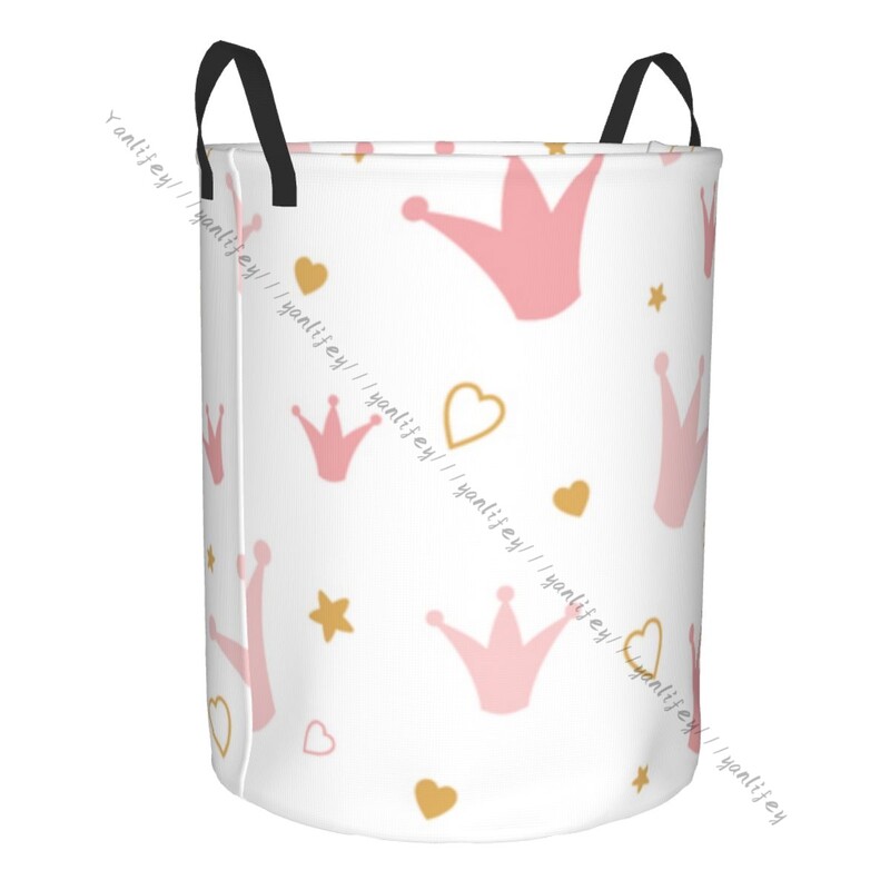 Fürdőszoba szennyes kosár Rózsaszín koronák és szívek Összehajtható ruha Piszkos ruhák Hampertáska Otthoni tárolótáska