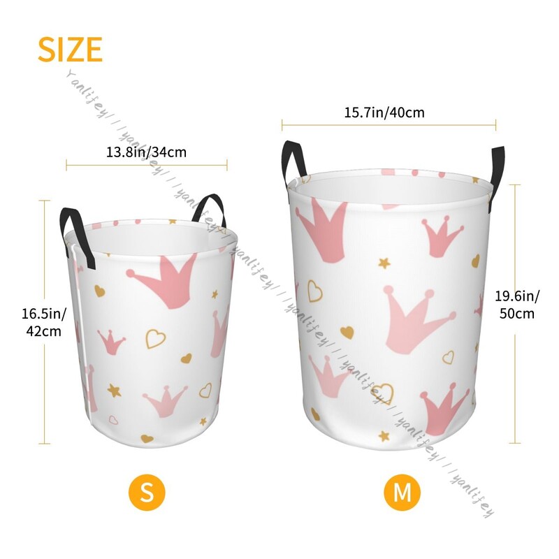 Fürdőszoba szennyes kosár Rózsaszín koronák és szívek Összehajtható ruha Piszkos ruhák Hampertáska Otthoni tárolótáska