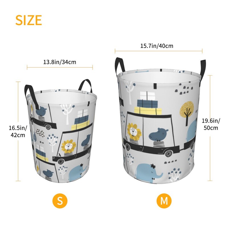 Sulankstomas skalbinių krepšelis nešvariems drabužiams Mieli gyvūnai automobilyje trukdo vaikams kūdikių namų organizatorius