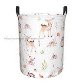 Πτυσσόμενο καλάθι ρούχων Cute Baby Fox Deer Nursery Rabbit Στρογγυλός Κάδος Αποθήκευσης Πτυσσόμενος κάδος ρούχων Organizer
