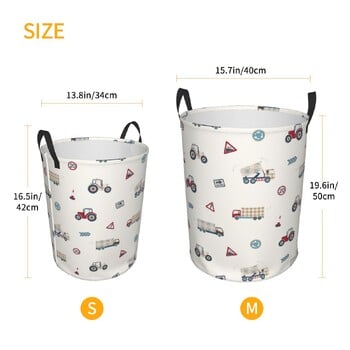 Dirty Laundry Basket Tractors And Trucks Pattern Πτυσσόμενα ρούχα αποθήκευσης Κάδος Καλάθι παιχνιδιών Home Αδιάβροχο Organizer