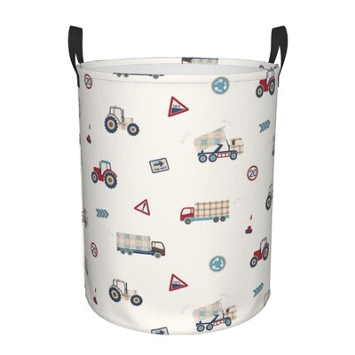 Dirty Laundry Basket Tractors And Trucks Pattern Πτυσσόμενα ρούχα αποθήκευσης Κάδος Καλάθι παιχνιδιών Home Αδιάβροχο Organizer