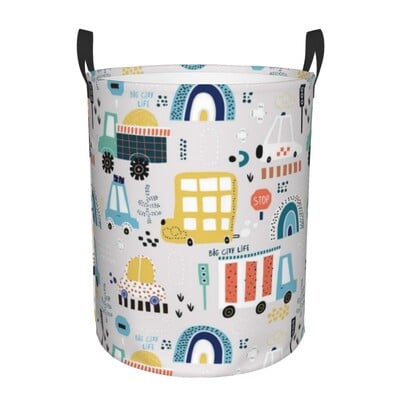 Dirty Laundry Basket Tractors And Trucks Pattern Πτυσσόμενα ρούχα αποθήκευσης Κάδος Καλάθι παιχνιδιών Home Αδιάβροχο Organizer