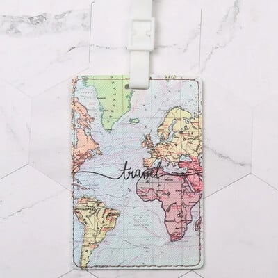 Kreatívna mapa sveta, vysoko kvalitné cestovné doplnky, visačka na batožinu z PU kufra, držiak na adresu s ID, prenosná etiketa na batožinu