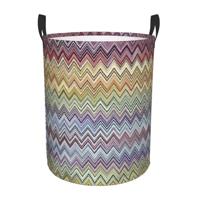 Coș de rufe Boho șic modern în zig-zag, pliabil, geometric, multicolor, haine, coș de jucărie, coș de depozitare pentru creșă de copii