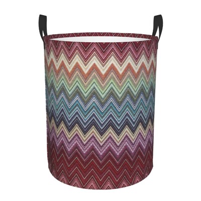Boho Chic modernus zigzaginis skalbinių krepšelis sulankstomas geometrinis daugiaspalvis drabužių žaislų laikymo dėžė, skirta vaikų darželiui