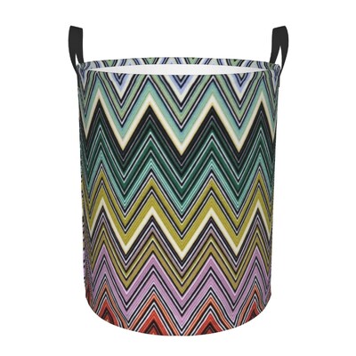 Boho Chic modernus zigzaginis skalbinių krepšelis sulankstomas geometrinis daugiaspalvis drabužių žaislų laikymo dėžė, skirta vaikų darželiui