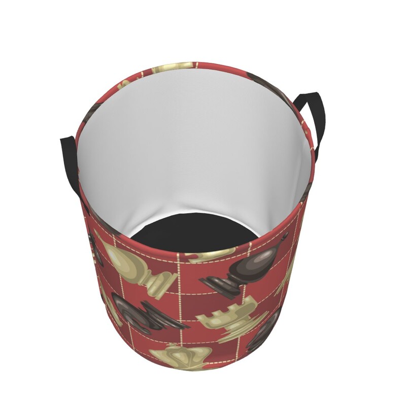 Sulankstomas skalbinių krepšelio šachmatų figūrėlės ant šachmatų lentos apvalios laikymo dėžės, trukdo sulankstyti rūbų kibiras