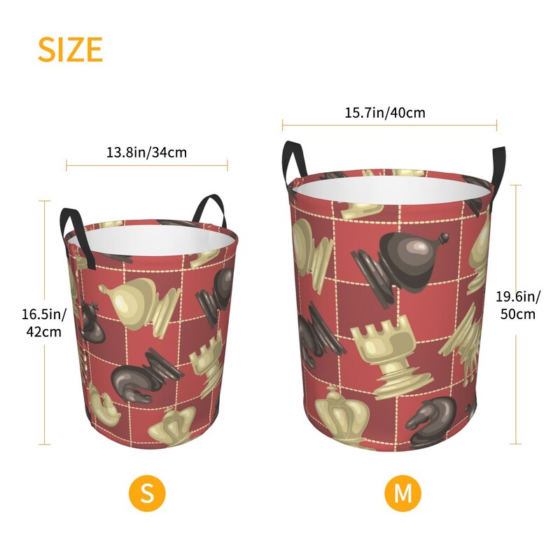 Sulankstomas skalbinių krepšelio šachmatų figūrėlės ant šachmatų lentos apvalios laikymo dėžės, trukdo sulankstyti rūbų kibiras