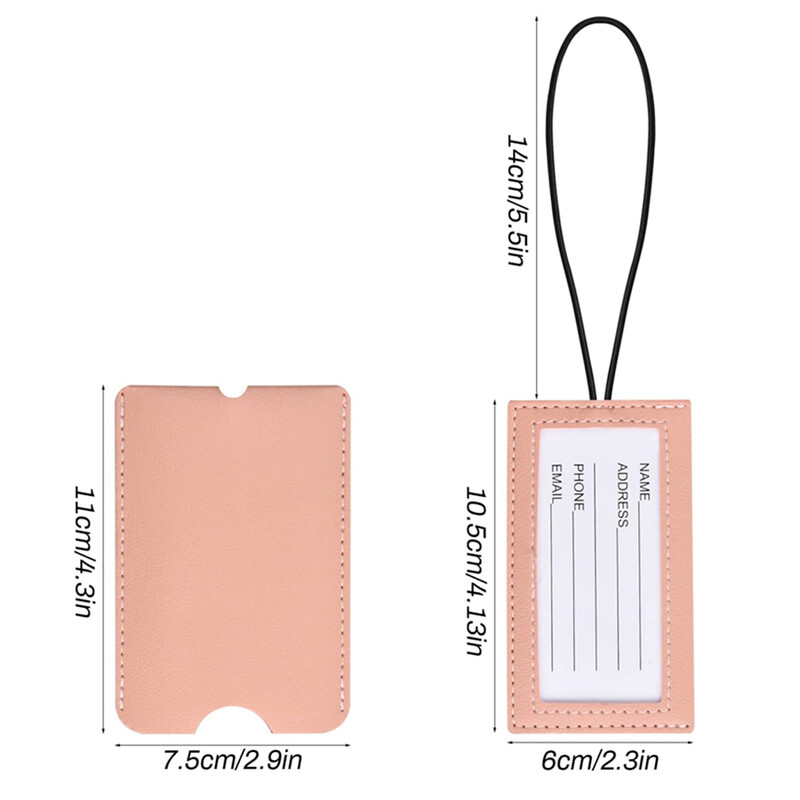 4 DB/Szett PU bőr poggyászcímkék Bőrönd névcímkék Utazási kiegészítők Poggyászcímke Beszállócímke névazonosító címkék