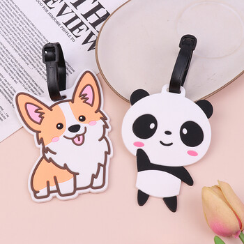 kawaii Creative Corgi Panda Етикет за багаж Куфар ID Адрес Притежател Етикет за качване на багаж Силиконов етикет Voyage Аксесоари за пътуване