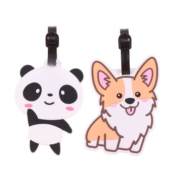 kawaii Creative Corgi Panda Етикет за багаж Куфар ID Адрес Притежател Етикет за качване на багаж Силиконов етикет Voyage Аксесоари за пътуване