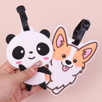 kawaii Creative Corgi Panda Етикет за багаж Куфар ID Адрес Притежател Етикет за качване на багаж Силиконов етикет Voyage Аксесоари за пътуване