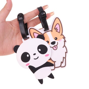 kawaii Creative Corgi Panda Етикет за багаж Куфар ID Адрес Притежател Етикет за качване на багаж Силиконов етикет Voyage Аксесоари за пътуване