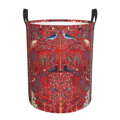 Ισφαχάν Αντίκα Central Persian Carpet Καλάθι πλυντηρίου Πτυσσόμενο μεγάλος κάδος ρούχων Χαλί Bohemian Geometric Baby Hammper