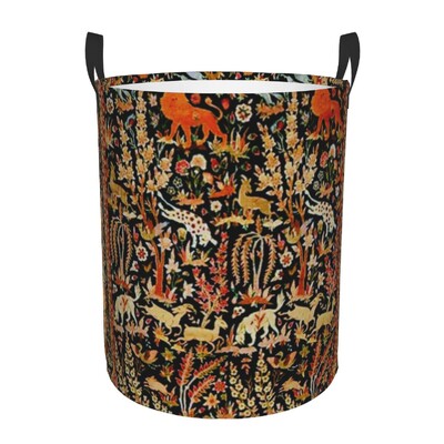 Ισφαχάν Αντίκα Central Persian Carpet Καλάθι πλυντηρίου Πτυσσόμενο μεγάλος κάδος ρούχων Χαλί Bohemian Geometric Baby Hammper