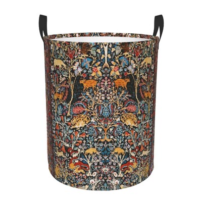 Ισφαχάν Αντίκα Central Persian Carpet Καλάθι πλυντηρίου Πτυσσόμενο μεγάλος κάδος ρούχων Χαλί Bohemian Geometric Baby Hammper