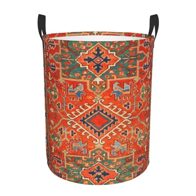 Ισφαχάν Αντίκα Central Persian Carpet Καλάθι πλυντηρίου Πτυσσόμενο μεγάλος κάδος ρούχων Χαλί Bohemian Geometric Baby Hammper