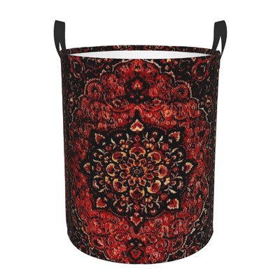 Ισφαχάν Αντίκα Central Persian Carpet Καλάθι πλυντηρίου Πτυσσόμενο μεγάλος κάδος ρούχων Χαλί Bohemian Geometric Baby Hammper