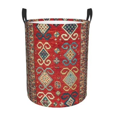 Ισφαχάν Αντίκα Central Persian Carpet Καλάθι πλυντηρίου Πτυσσόμενο μεγάλος κάδος ρούχων Χαλί Bohemian Geometric Baby Hammper