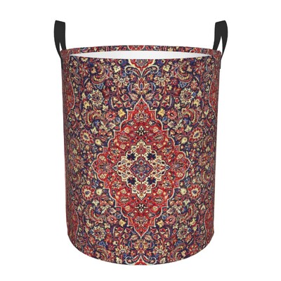 Ισφαχάν Αντίκα Central Persian Carpet Καλάθι πλυντηρίου Πτυσσόμενο μεγάλος κάδος ρούχων Χαλί Bohemian Geometric Baby Hammper
