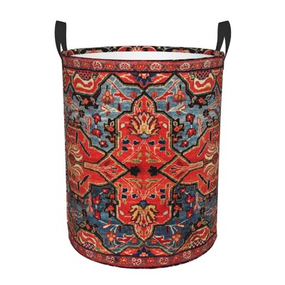 Ισφαχάν Αντίκα Central Persian Carpet Καλάθι πλυντηρίου Πτυσσόμενο μεγάλος κάδος ρούχων Χαλί Bohemian Geometric Baby Hammper
