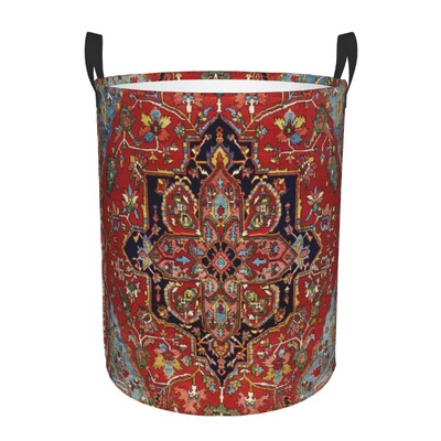 Ισφαχάν Αντίκα Central Persian Carpet Καλάθι πλυντηρίου Πτυσσόμενο μεγάλος κάδος ρούχων Χαλί Bohemian Geometric Baby Hammper
