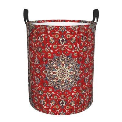 Ισφαχάν Αντίκα Central Persian Carpet Καλάθι πλυντηρίου Πτυσσόμενο μεγάλος κάδος ρούχων Χαλί Bohemian Geometric Baby Hammper