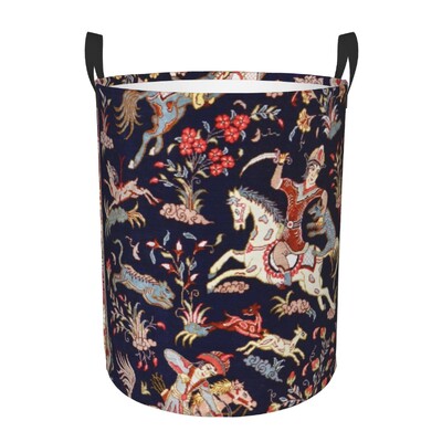 Ισφαχάν Αντίκα Central Persian Carpet Καλάθι πλυντηρίου Πτυσσόμενο μεγάλος κάδος ρούχων Χαλί Bohemian Geometric Baby Hammper